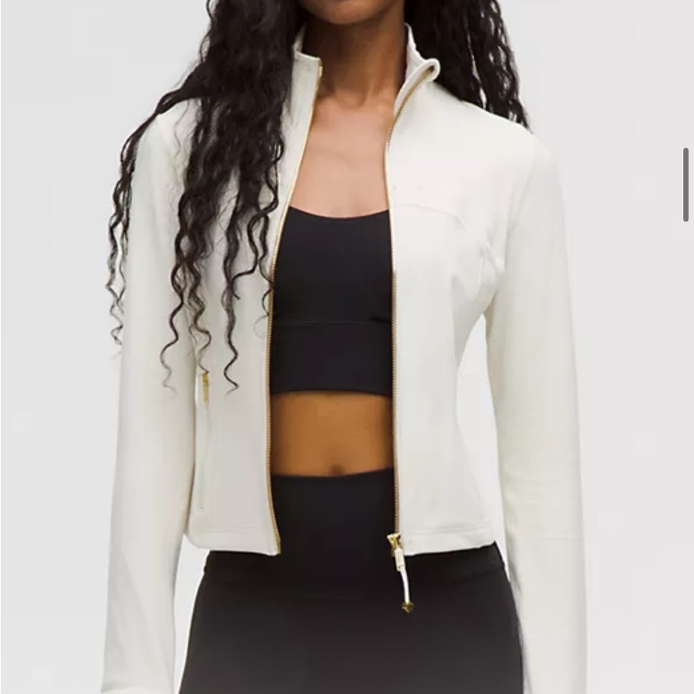 lululemon athletica Cream Zip-Up Jacket with Gold Hardware